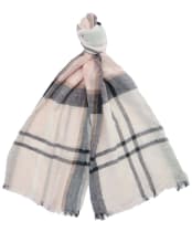 Women's Barbour Abigail Lightweight Cotton Linen Blend Tartan Scarf - Primrose Safari Tartan