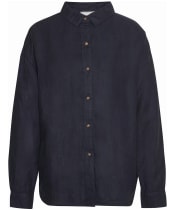 Women's Barbour Hampton Relaxed Fit Linen Shirt - Dark Navy / Safari Tartan