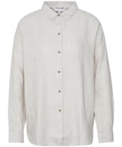 Women's Barbour Hampton Relaxed Fit Linen Shirt - Light Sand