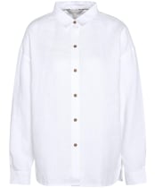Women's Barbour Hampton Relaxed Fit Linen Shirt - White / Safari Dress Tartan