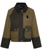 Women's Barbour Alma Waxed Jacket - Sand / Archive Olive / Beech
