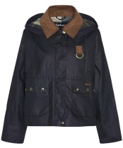 Women's Barbour Erma Waxed Jacket - Black / Ancient Tartan