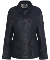 Women's Barbour Arlo Utility Waxed Jacket - Royal Navy / Ancient Tartan