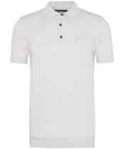 Men's Barbour Buston Short Sleeve Knitted Polo Shirt - Antique White