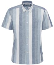 Men's Barbour Portwell Short Sleeve Summer Fit Linen Blend Shirt - Navy