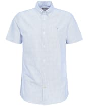 Men's Barbour Striped Oxtown Short Sleeve Tailored Fit Cotton Shirt - Navy