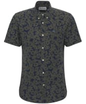 Men's Barbour Sidmouth Printed Short Sleeve Tailored Fit Shirt - Navy