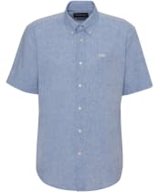 Men's Barbour Nelson Short Sleeve Linen Blend Regular Fit Shirt - Blue