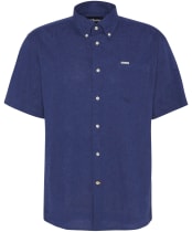 Men's Barbour Nelson Short Sleeve Linen Blend Regular Fit Shirt - Indigo