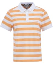 Women's Barbour Ashbourne Stripe Polo Top - PAPAYA/WHITE
