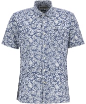 Men's Barbour Jackstone Regular Short Sleeve Printed Summer Shirt - Dark Denim