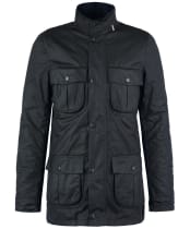 Men's Barbour Corbridge Waxed Jacket - Black / Classic Tartan