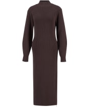 Women's Barbour International Kaia Knitted Midi Dress - Chocolate