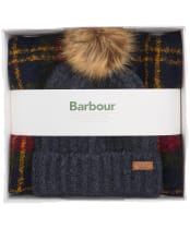Barbour Saltburn Beanie & Tartan Scarf Set - Winter Berry