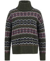 Women's Barbour Helen Knitted Jumper - Olive Multi Patchwork