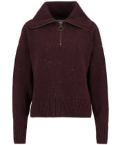 Women's Barbour Lavensdale Half Zip Knitted Jumper - Black Cherry