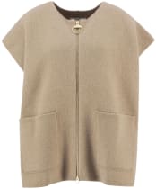 Women's Barbour Martha Sleeveless Zip Through Knitted Vest - Military Brown