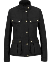 Women's Barbour International Halsey Quilted Jacket - BLACK/DUSKY KHAK