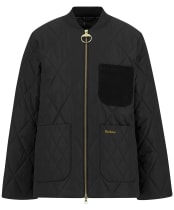 Women's Barbour Leonie Quilted Jacket - Black / Classic Tartan