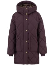 Women's Barbour Kailyn Puffer Jacket - Blak Cherry / Dark Brown / Muted Tartan
