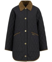 Women's Barbour Over Sized Liddesdale Quilted Jacket - Black / Classic Tartan