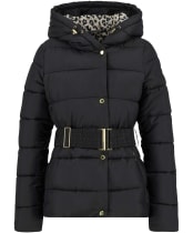 Women's Barbour International Short Track Line Puffer Jacket - BLACK/JASMINE LE