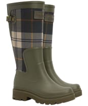 Women's Barbour Dena Tall Wellingtons - Olive / Ancient Tartan