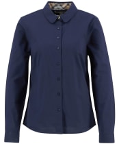 Women's Barbour Lavender Long Sleeve, Fitted, Cotton Blend Shirt - Navy / Hessian