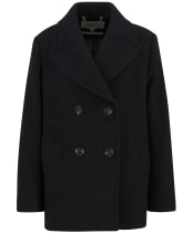 Women's Barbour Indie Military Wool Peacoat - Black / Onyx Tartan
