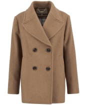 Women's Barbour Indie Military Wool Peacoat - Camel / Hessian Tartan