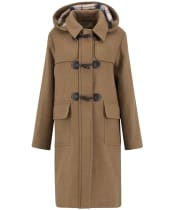 Women's Barbour Melody Wool Duffle Coat - Camel / Hessian Tartan