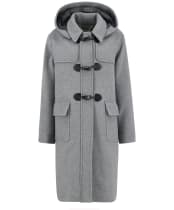 Women's Barbour Melody Wool Duffle Coat - Light Grey Marl / Onyx Tartan