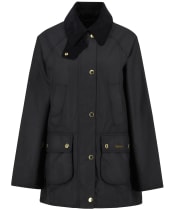 Women's Barbour Modern Beadnell Waxed Jacket - Black / Classic Tartan