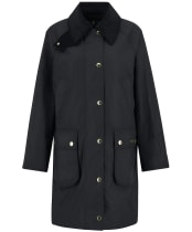 Women's Barbour Long Beadnell Waxed Jacket - Black / Classic Tartan