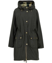 Women's Barbour Marcy Waxed Parka - Fern / Ancient Tartan