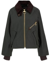 Women's Barbour Arlene Waxed Jacket - Fern / Ancient Tartan