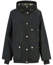Women's Barbour Keeley Wax Jacket - Fern / Sage / Duffle Bag / Ancient Tartan
