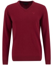 Men's Barbour Essential Lambswool V Neck Sweater - Red