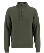 Men's Barbour Patch Half Button Lambswool Sweater - Olive