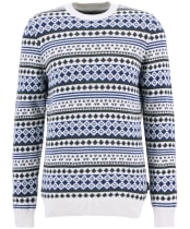 Men's Barbour Easdale Fair Isle Crew Neck Sweater - Whisper White