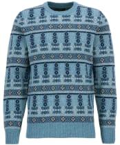 Men's Barbour Grangetown Fair Isle Crew Neck Sweater - Bluestone