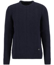 Men's Barbour Lowfen Cable Crew Neck Jumper - Navy