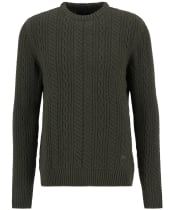 Men's Barbour Lowfen Cable Crew Neck Jumper - Olive