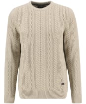 Men's Barbour Lowfen Cable Crew Neck Jumper - Stone
