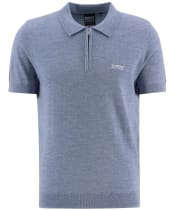 Men's Barbour International Maverick Mouline Knitted Polo Shirt - Cool Blue