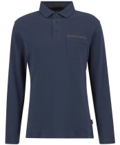 Men's Barbour Premium Corpatch Tailored Long Sleeve Polo Shirt - Navy