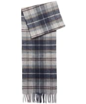 Barbour Tartan Cashmere Wool Mix Scarf - Grey Midnight Tartan
