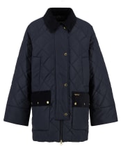 Women's Barbour Aldburgh Quilted Jacket - Navy / Dress Tartan