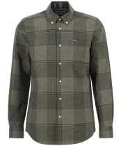 Men's Barbour Heaney Checked Long Sleeved Tailored Shirt - Olive