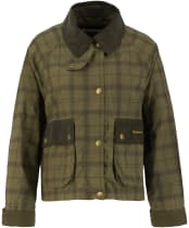 Women's Barbour Tartan Cropped Beadnell Casual Jacket - Dusky Green Tartan